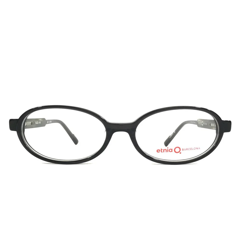 Etnia Barcelona Eyeglasses Frames HALOS BK Black Gray Oval Full Rim 53-16-138